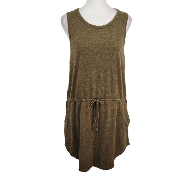 Chaser Olive Green Mini Tank Dress with Drawstring Waist NWT Size Medium - Picture 1 of 7
